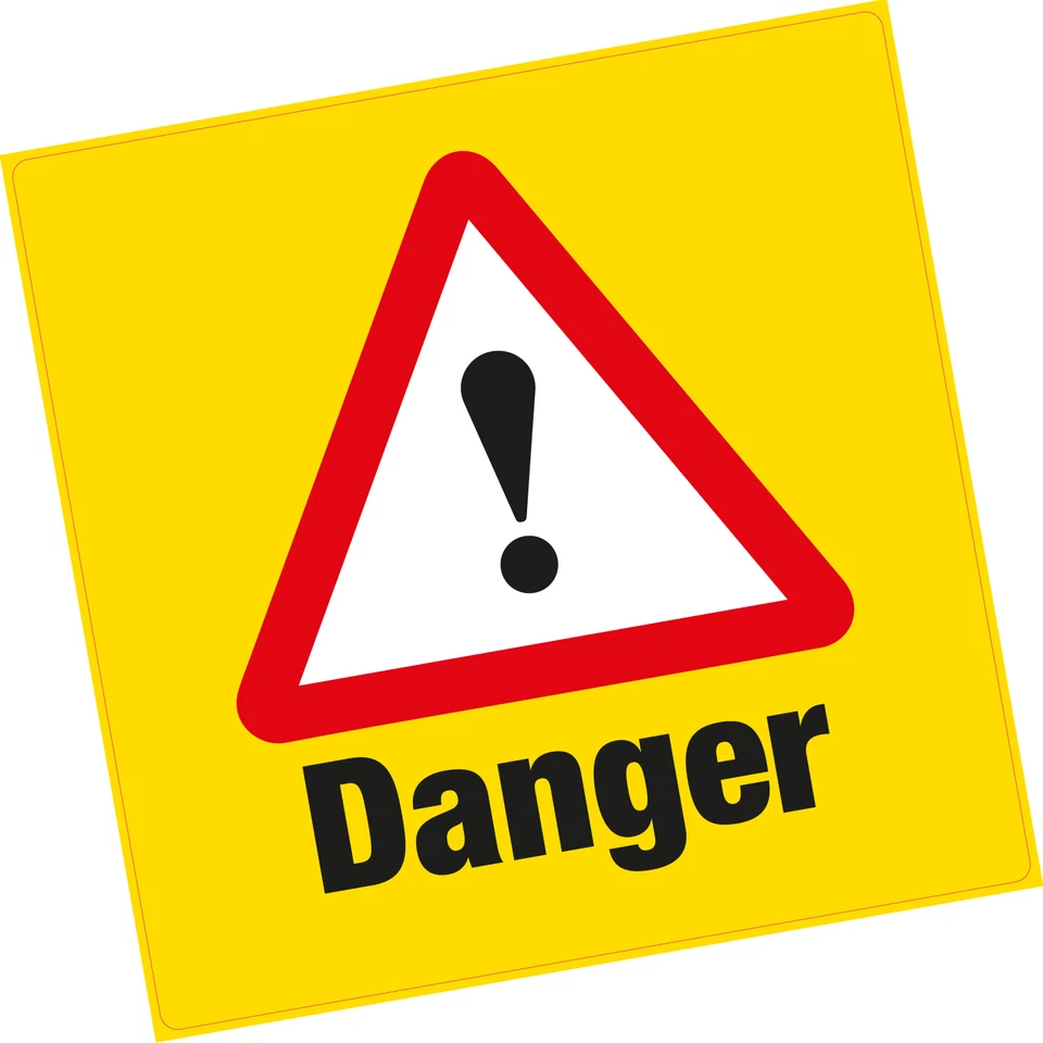 PRINTWHIZZ 2 x Danger Warning Vinyl Sticker LARGE Health and Safety Home Business Shop