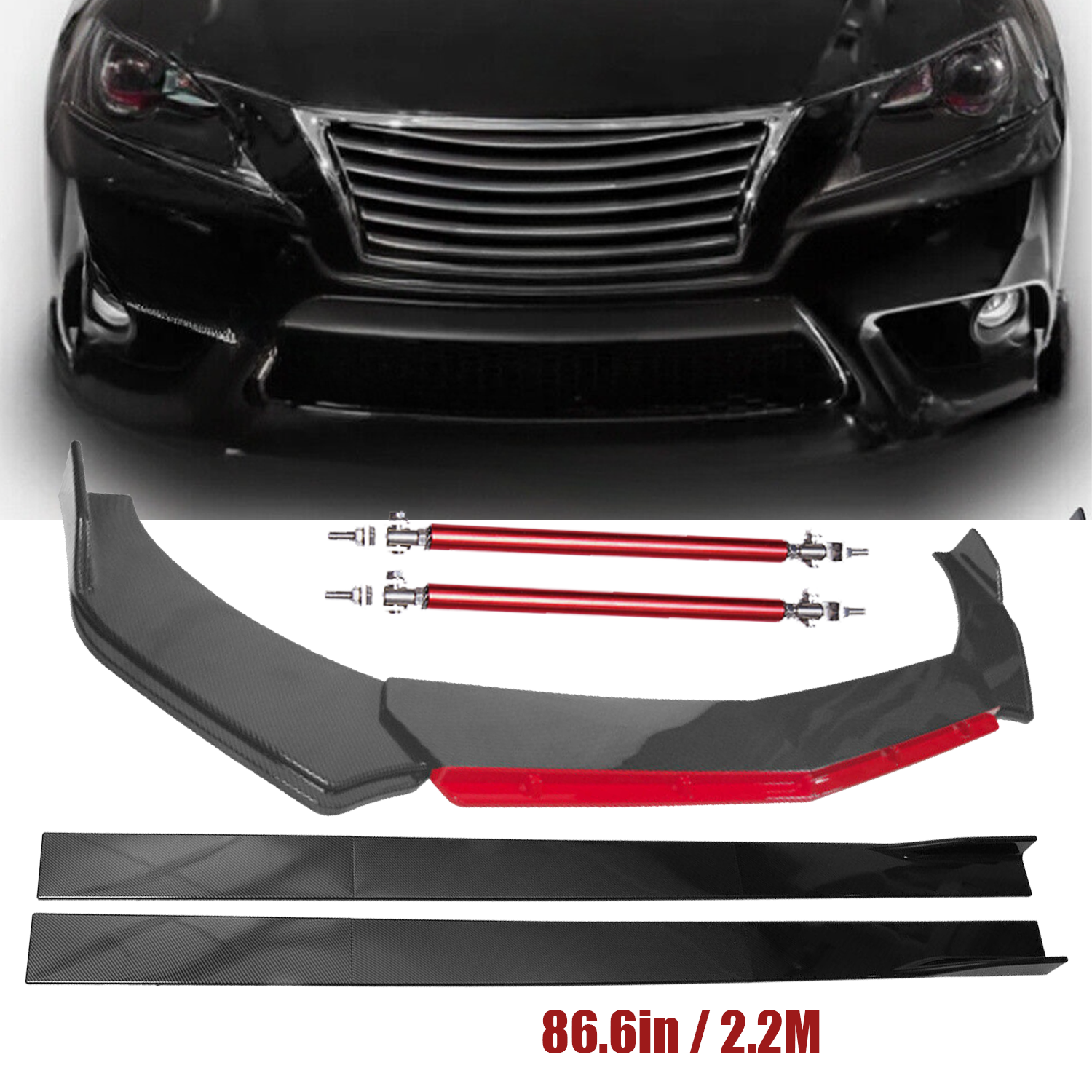 2014-2016 Lexus IS Base Front Bumper Lip Spoiler & Side Skirt Splitters