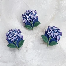 Hand painted Purple Ceramic Button Covers And Pin Set of 3 NEW 3/4" Hygge