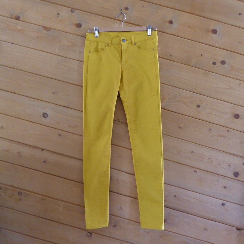 H&M Divided Mustard Yellow Marigold Color Skinny Slim Casual Pants Jeans XS