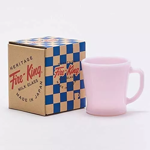 Fire King D Handle 8oz 250ml Mug Cup Rose-ite Pink Milk Glass Tableware JPN New