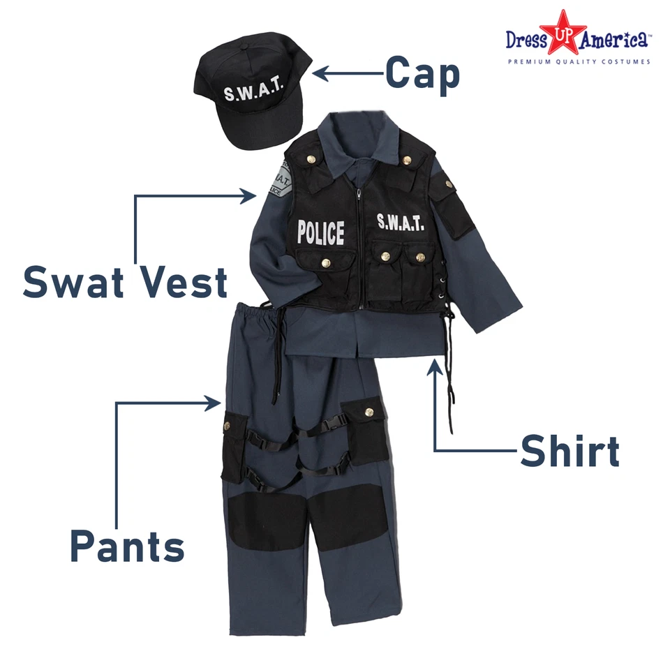S.W.A.T. Disfraz para niños - Conjunto de oficial para niños y niñas de Dress Up America Foto 2 de 4