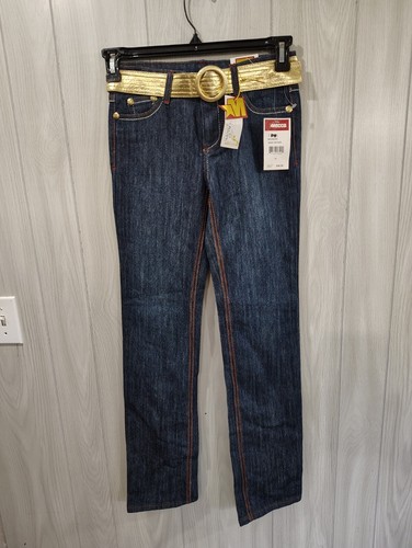 Mecca Girls Denim Belted Jeans NWT Size 14 Dark Vintage