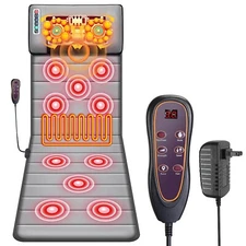 Full Body Heated Massage Mat Electric Back Heat Vibration Massage Pad Cushion US