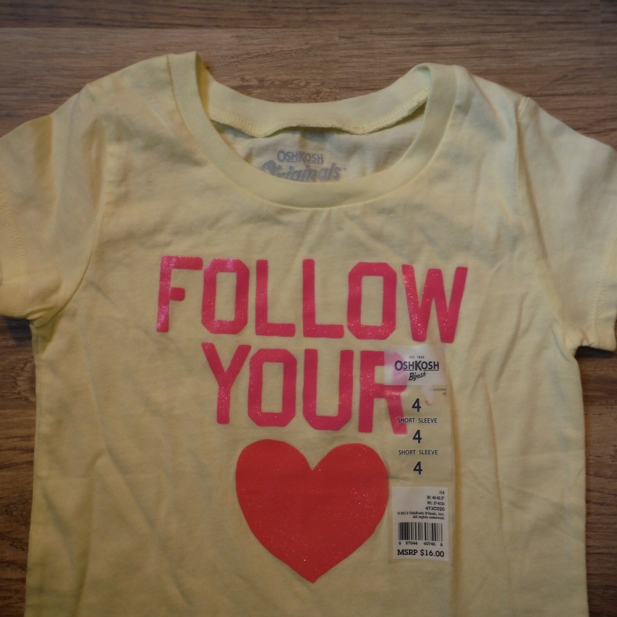 Girls OshKosh B'gosh Yellow short sleeve t-shirt Follow Your Heart