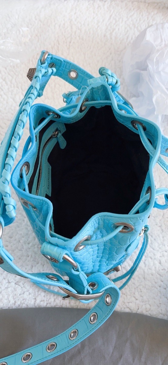 $2350 Balenciaga Women's Le Cagole Xs Bucket Bag Crocodile