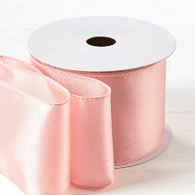 Factory Direct Craft 3 Spools - 2-1/2 Satin Wired Edge Blush Ribbon - 30 Ya