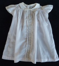 Vtg. pinkish white 18-24 mo. baby toddler lace-trim cotton christening dress GUC