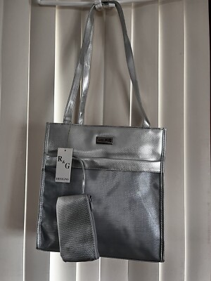 Moda Bella Handbag Tote Purse With Strap & Pouch Large Silver Bag