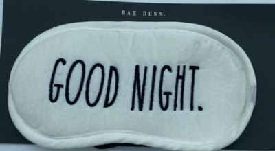Rae Dunn Sleep Mask Good Night Eye Mask Cotton White Black New