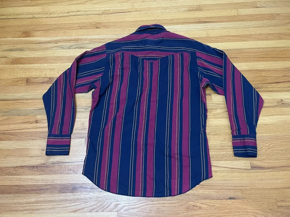 Camisa de Colección Rustler Western Abotonada Para Hombre (16-34/35) Colas X Púrpura Rayas Foto 2 de 4