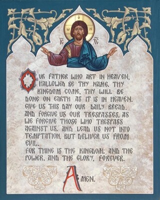 Orthodox Icon- Illuminated Lord s Prayer with Christ 8''x10'' by Legacy Icons -NEW