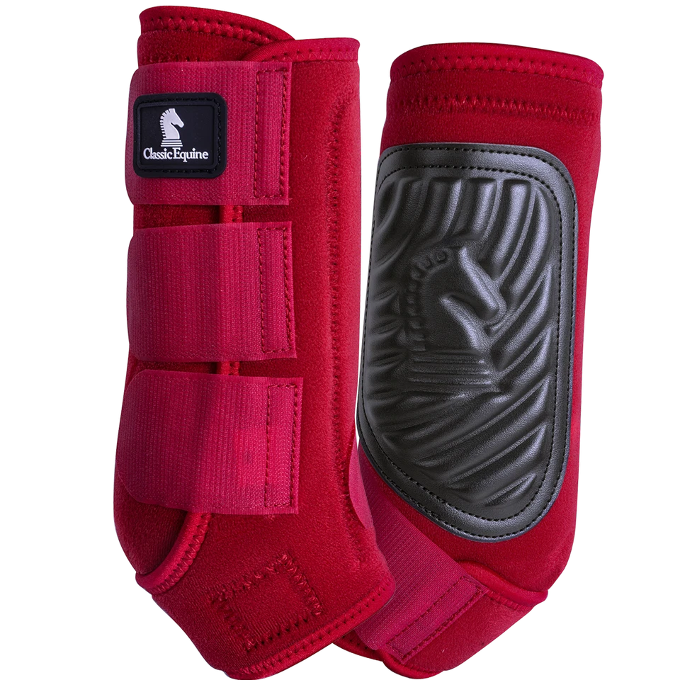 Botas Deportivas Clásicas Equinas Ajuste Clásico Caballo Medicina SMB Rojo Carmesí Delanteras Traseras Foto 2 de 4