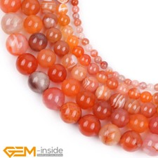 Natural Orange Botswana Agate Gemstone Round Loose Beads Jewelry Making 15" AU