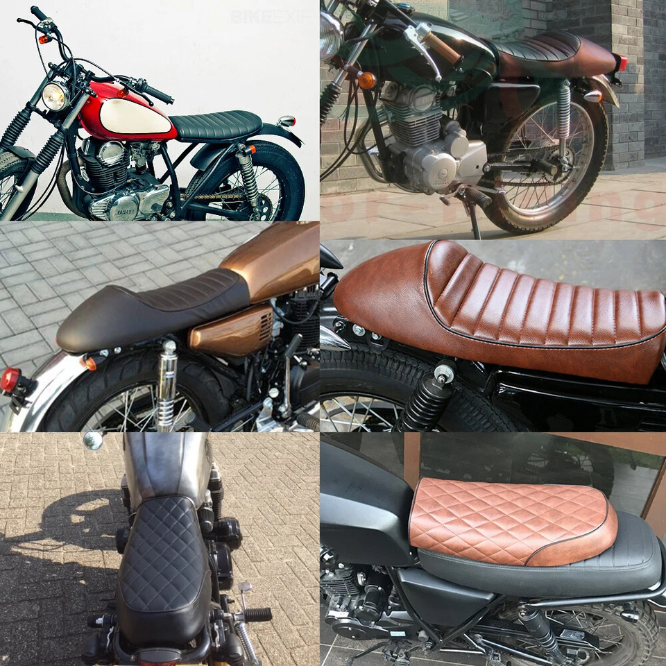 Universal Motorcycle Cafe Racer Seat Flat Hump Saddle For Honda GB Suzuki Yamaha - Image 4 of 4