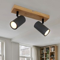 Deckenleuchte Wohnzimmerleuchte Holzoptik Spotleuchte Verstellbar 2 Flammig GU10