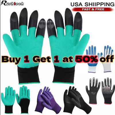 Gardening Digging Planting Pruning Tool Lawn Care 8 Claws Garden Genie Gloves