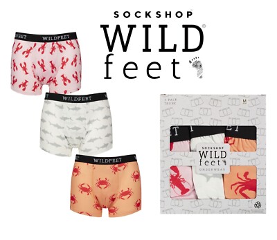 Herren gemusterte Badehose Neuheit lustige Designs Unterwäsche SOCKSHOP Wildfeet - S M L XL