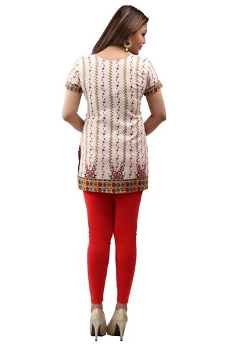 Women's Readymade Ethnic Printed Crepe Silk Kurti Tunic Long Top Shirt UK 30 Inc - Picture 3 of 6