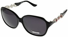Moschino Sunglasses Women Shiny Black Palladium Rectangular MO592 01