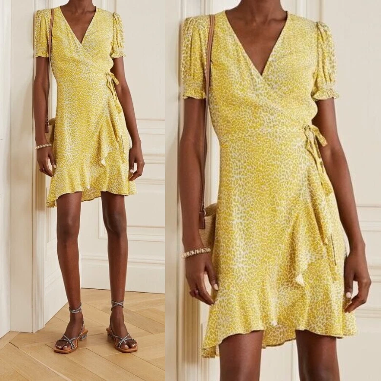 Dvf puff top sleeve wrap dress