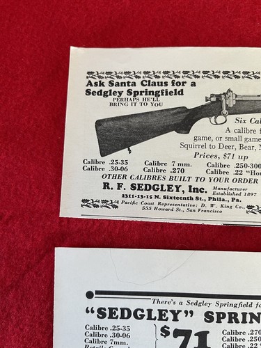 Vintage 1934 Sedgley Springfield Sporter Rifles Print Ad 3 Ads W/This Listing - Picture 10 of 12