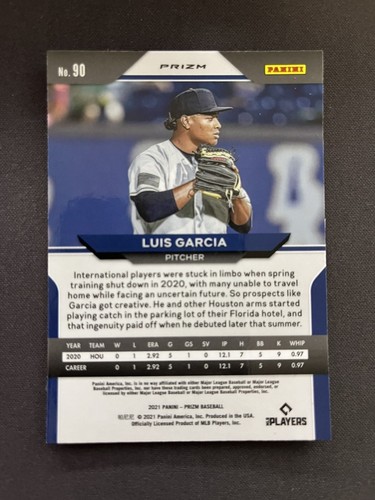 Tarjeta de béisbol Panini Prizm Cosmic Haze 2021 Luis Garcia RC #90 Houston Astros - Imagen 2 de 2