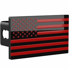 Everhitch Usa Black Red Flag Metal Hitch Cover Fits 2 Receiver