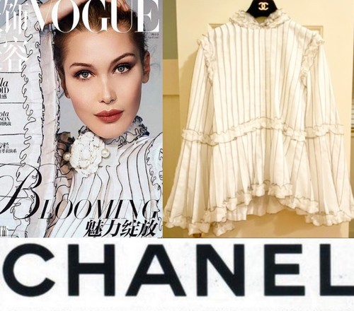 6.7K New Chanel 2017 White Ruffle Top 34 36 38 2 4 6 Shirt Black Jacket 17s S M - Picture 3 of 24