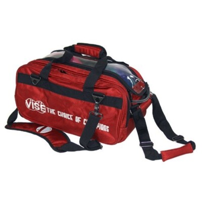 Vise Red 2 Ball Clear Top Tote Roller Tote Bowling Bag