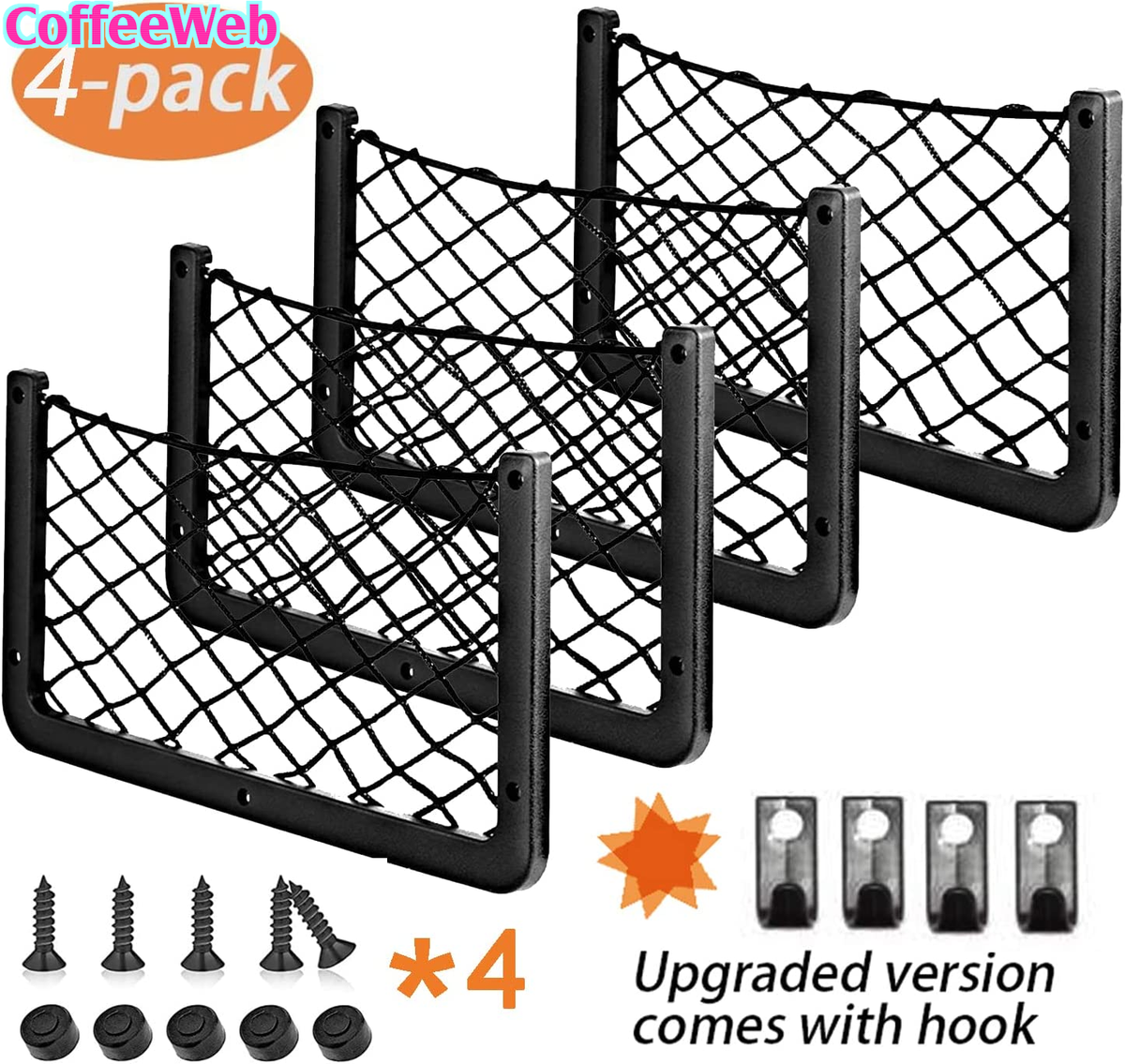 Einesin 4 Reti Portaoggetti Auto - 36x18cm Per Bagagliaio, Con Viti, Universale - Foto 10