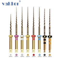 6/pk Vakker Dental Endo Rotary Files NITI Gold Taper Files Assorted 21/25/31mm