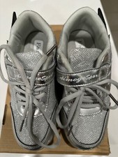 Silver LED Blinking Roller Skate Sneaker Shoes Wheels size 32 USB Rechargeable