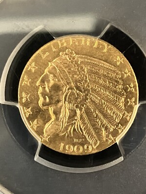 1909-D $5 PCGS MS-63 INDIAN GOLD HALF EAGLE PRE 33 DENVER MINT