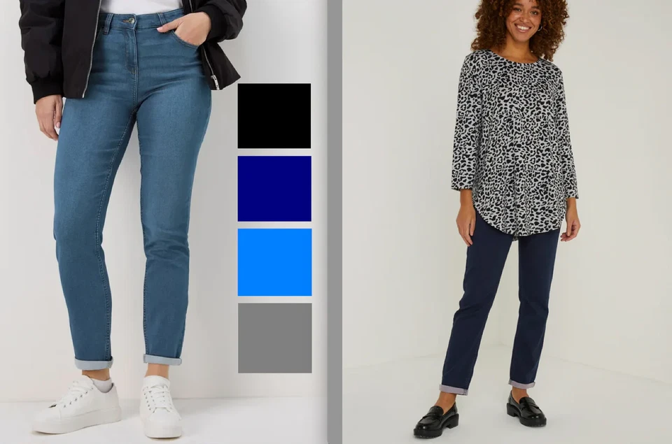 Papaya Ladies Jolie Relaxed Loose Fit Skinny Jeans Cotton Blue Black Grey