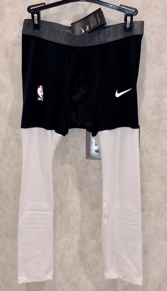 NIKE NBA Pro Black White Basketball Compression 3/4 Leng Tights