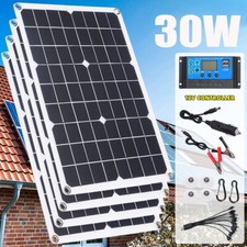 30W Solar Panel 12V/24V Battery Charge RV Marine Rooftop Home Off-Grid Charger