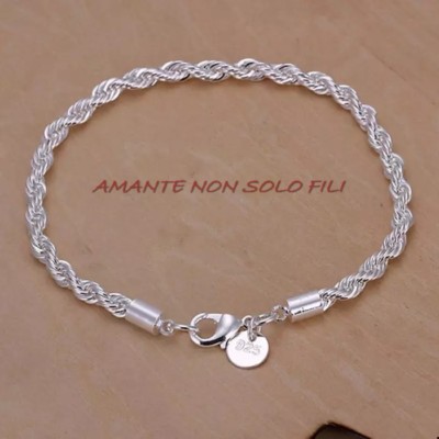 Bracciale Braccialetto Uomo/Donna in metallo placcato argento 925 - Idea regalo