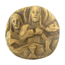 JOSEPH KRAUTWALD Bronze Wandrelief Religiöse Kunst Abendmahl Brotbrechen