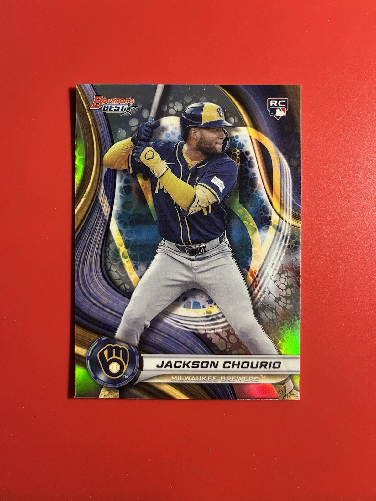 2024 Bowman’s Best #38 Jackson Chourio RC Rookie REFRACTOR Milwaukee Brewers