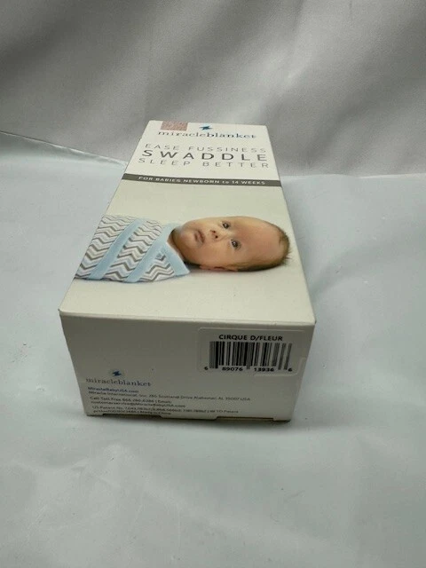 Miracle 毛毯襁褓包新生儿婴儿至 14 周-蓝色雪佛龙 — 第 3/4 张图片