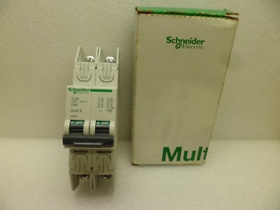 SCHNEIDER 60237 MINIATURE CIRCUIT BREAKER 2A 2P 240VAC/125VDC  MULTI 9 C60 NOS