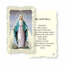 Virgin Mary with Hail Mary Prayer - Scalloped paperstock Holy Card