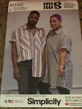 🦋 SIMPLICITY #R11402 - ADULT ( 2 LENGTH ) SHORT SLEEVE SHIRT PATTERN  XS-XXL FF