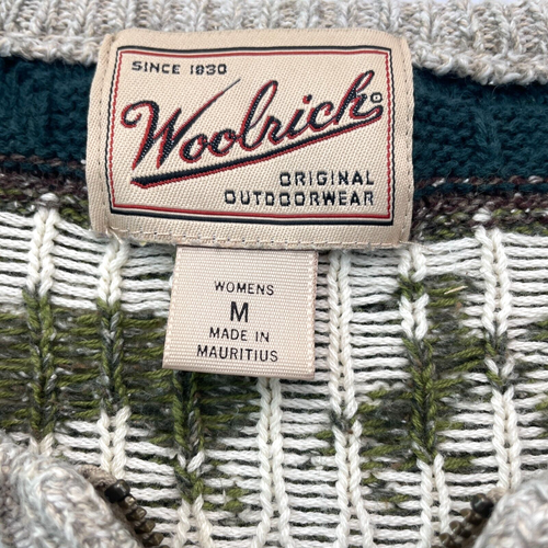Vintage Woolrich Sweater Women Medium Silk Zip Sheep Goat Fair Isle Cardigan 90s - Picture 6 of 20