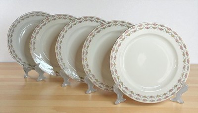 Jean Pouyat JPL Limoges POY36 Dinner Plate (s) LOT OF 5 Pink Yellow Floral Swags