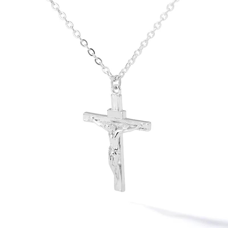Christian Jesus Stainless Steel Large Crucifix Cross Pendant + Chain - Image 1 of 4