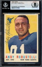 Andy Robustelli Beckett BAS Vintage Signed 1959 Topps Autograph Giants