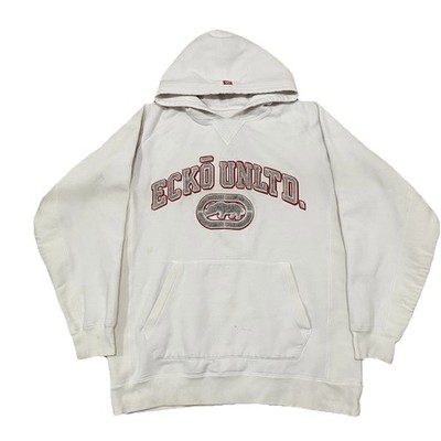 Vintage Y2K White Red Ecko Unltd Embroidered Boxy Fit Skater Hoodie Size L/XL