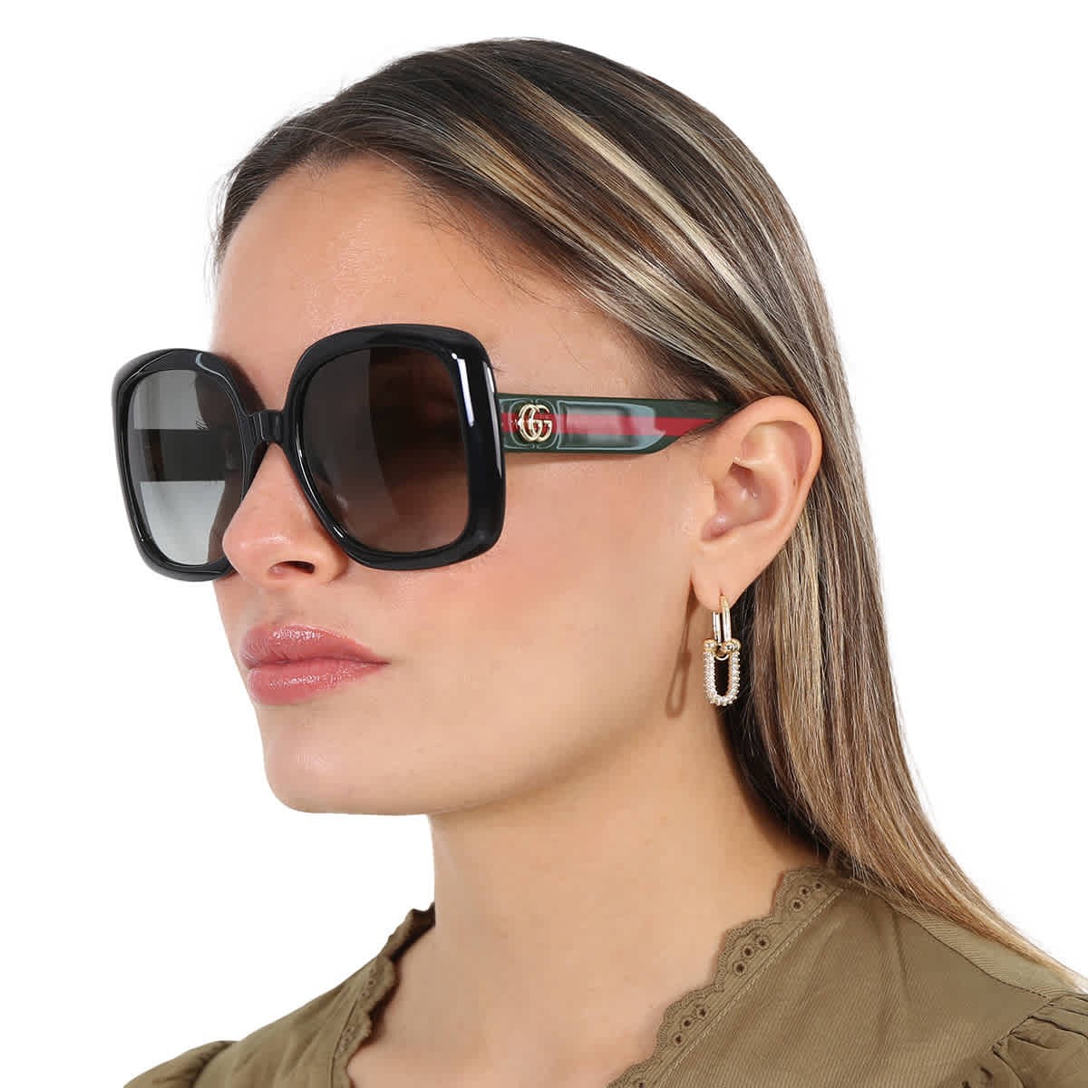 Gucci Grey Gradient Square Ladies Sunglasses GG0713S 006 55 GG0713S 006 55